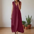 thumbnail image 2 of DHFJKG Summer Dresses For Women Casual Sleeveless Maxi Dress Button Down V Neck Loose Fit Tank Dress Beach Vacation Clothes Trendy Dresses, 2 of 5