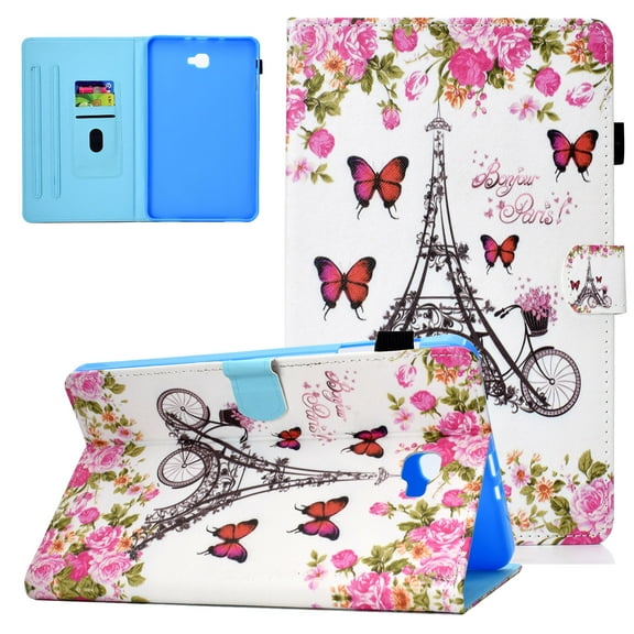 Galaxy Tab A 10.1" Case (NO S Pen Version) SM-T580/T585/T587,Allytech Folio Multi Angle Stand Protective Auto Sleep Wake Smart Cover w/ Cards Pocket Cover for Samsung Galaxy Tab A 10.1,Butterfly Tower