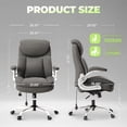 thumbnail image 4 of EOP Executive High Back Office Chair, Adjustable Heavy Duty Chair with Flip up Armrest, 500LBS Big and Tall Computer Chair with Lumbar Support, Fabric Desk Chair with Extra Wide Cushion, Gray, 4 of 9