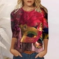 thumbnail image 2 of PMUYBHF T-Shirt Imprimé Joyeuses Fêtes Manches 3/4 Col Rond Blouse 2452 m, 2 of 5