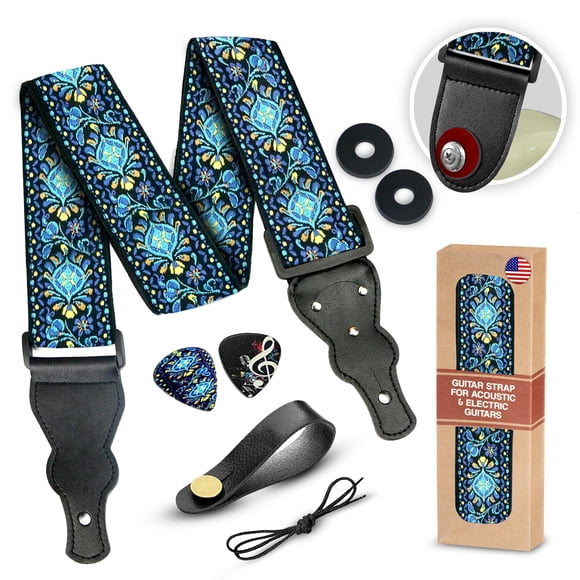 Correa de guitarra Art Tribute ajustable con tejido jacquard con púas