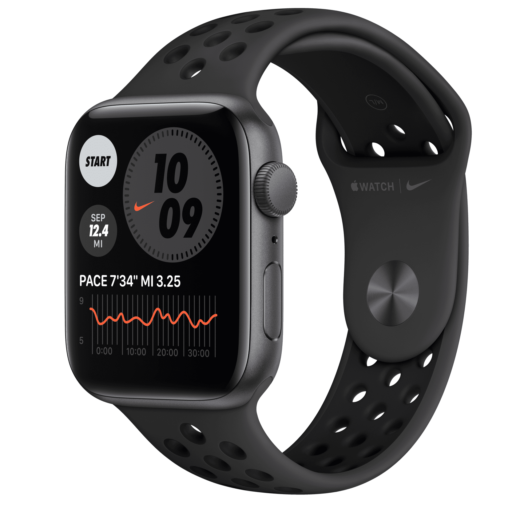 Apple Watch Nike SE GPS, 44mm Space Gray Aluminum Case with  Anthracite/Black Nike Sport Band - Regular