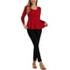 thumbnail image 2 of INSPIRAR CHIC Camisetas de Mujer de Manga Larga con Cuello Redondo Casual Camisas Peplum L Rojo, 2 of 5