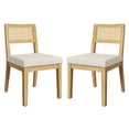 thumbnail image 4 of Modern Dining Chairs Set of 2 – Natural Color Armless Rattan Chairs with Upholstered Linen Seats, Breathable Backrests & Durable Wooden Frames for Home & Restaurant Use, 4 of 8