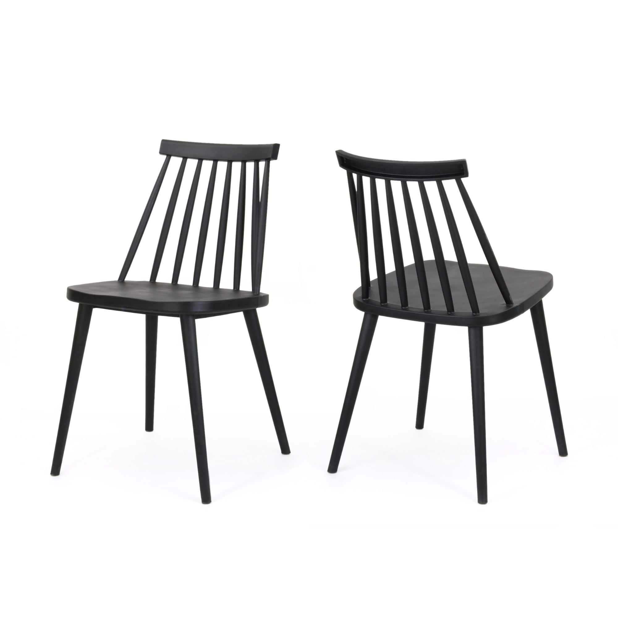 Set of 2 Black Solid Contemporary Dining Chairs 30.25"
