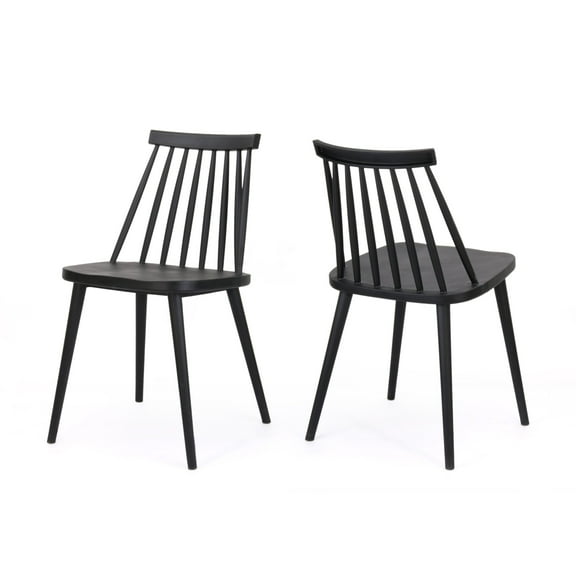 Noble House Dior Indoor Contemporary Polypropylene Dining Chairs 30.25", Black