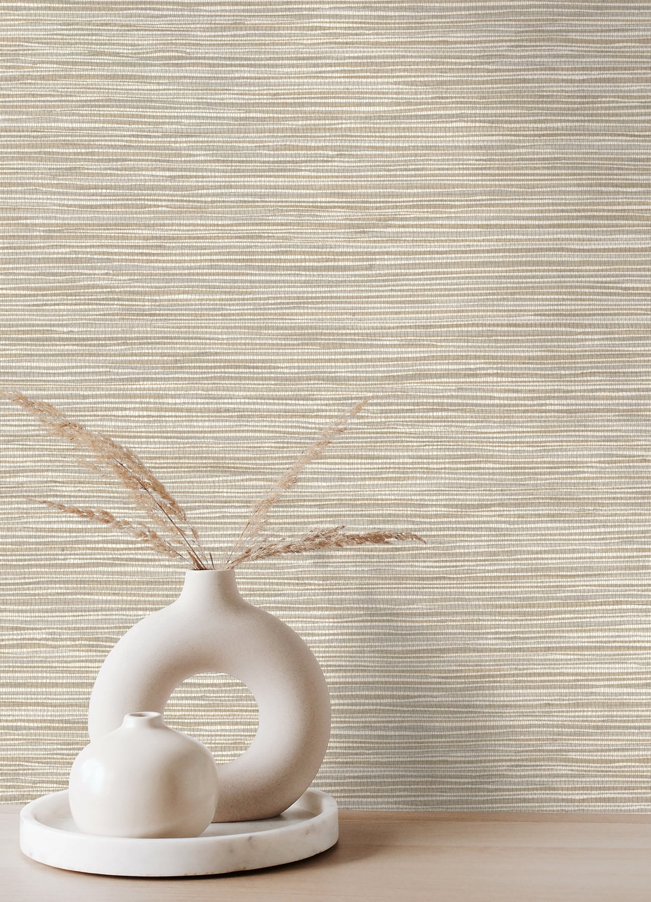 Advantage Alton Taupe Faux Grasscloth Wallpaper