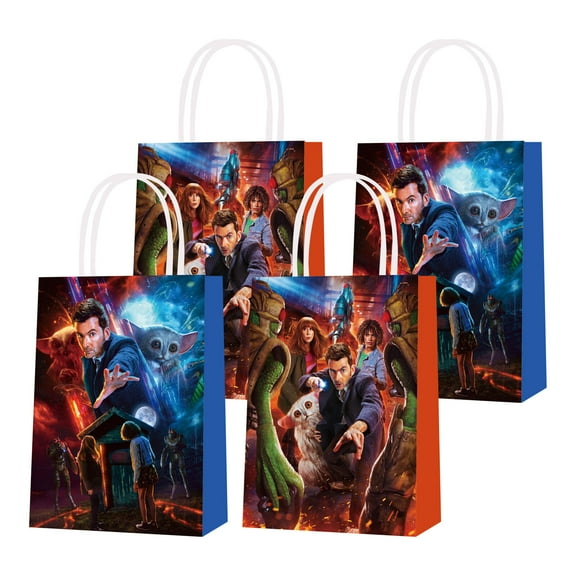 16 pcs For Doctor Who Theme Birthday Party Bags,Party Favor Bags,With Candy Gift Bags Handles Favor Bags,All in One Decoration Set