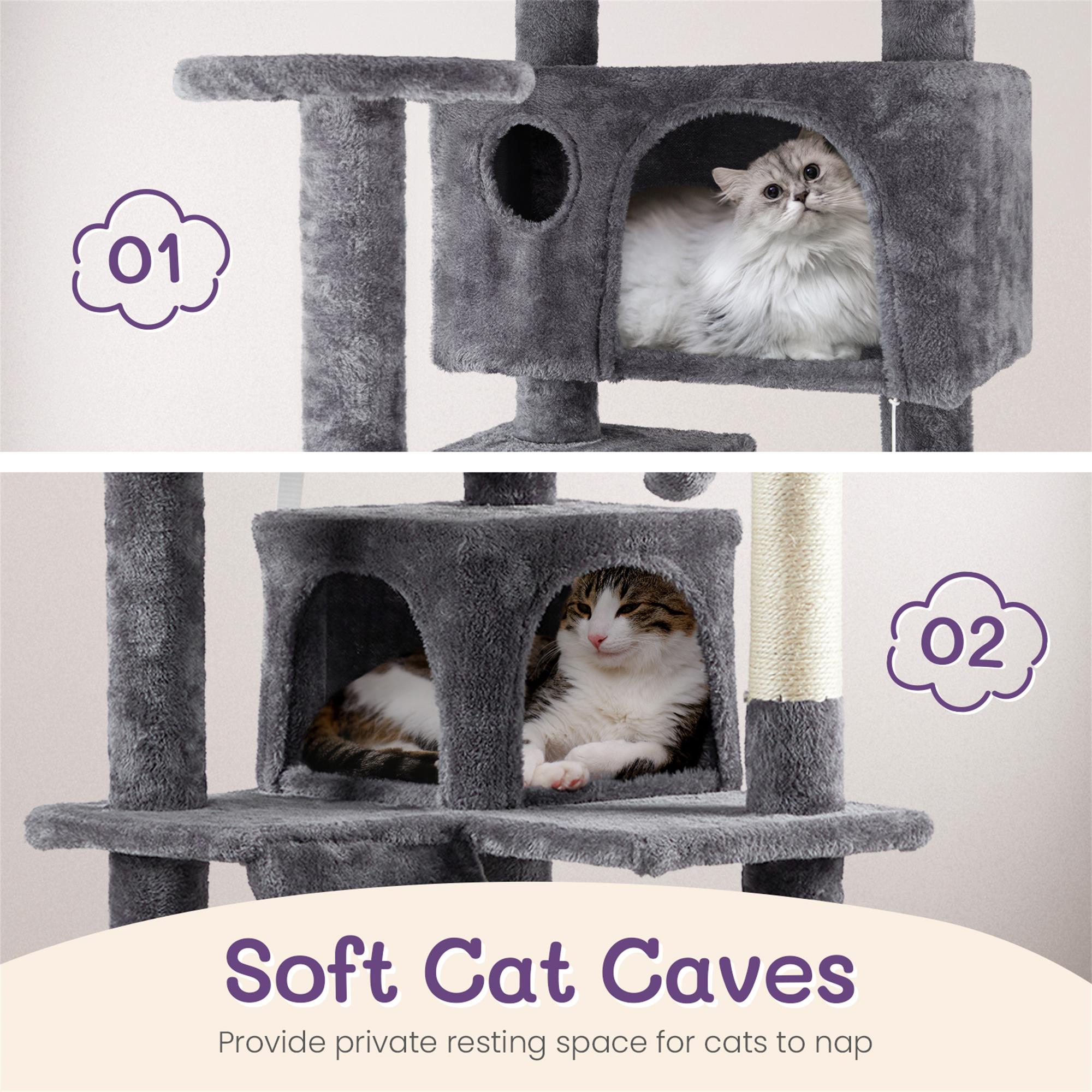 Kadyn 53" Cat Tree Tower with Scratch Post for Kittens, Cat Condo Furniture Pet House Play, Gray