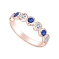 thumbnail image 2 of AFFY 0.88 Carat (Cttw) Round Simulated Blue Sapphire & Natural Diamond Engagement Band Ring 14K Solid Rose Gold Ring Size-7, 2 of 4