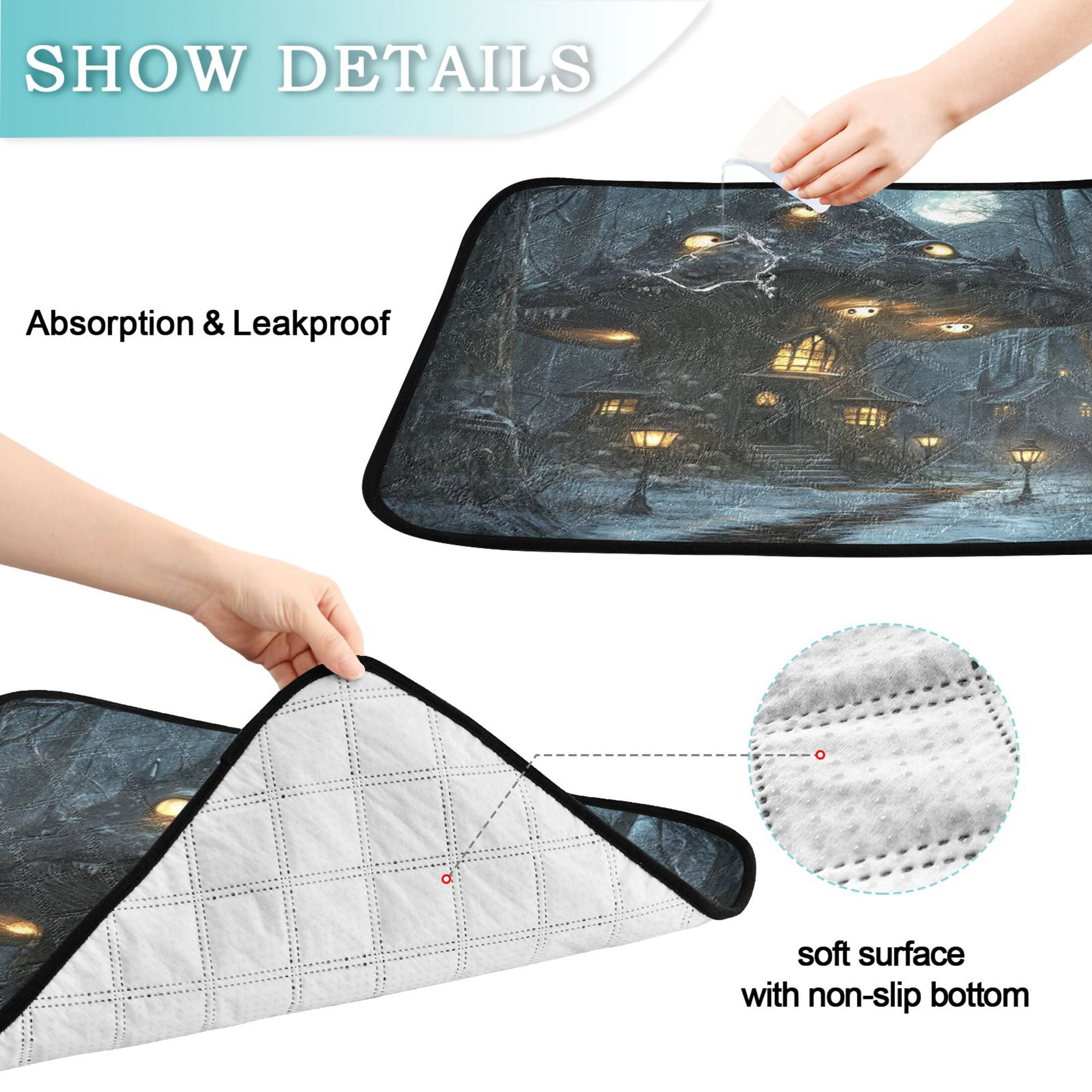 Qxltty Warm Mushroom Room Cat litter Pads Pet Set of 2 Diaper Mats Center Anti-leakage Layer Absorbent Soft and Comfortable