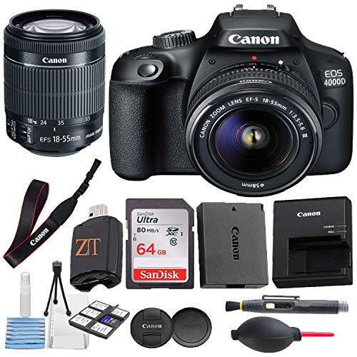 Canon EOS 4000D / Rebel T100 DSLR Camera w/ 1855MM Zoom Lens, SanDisk