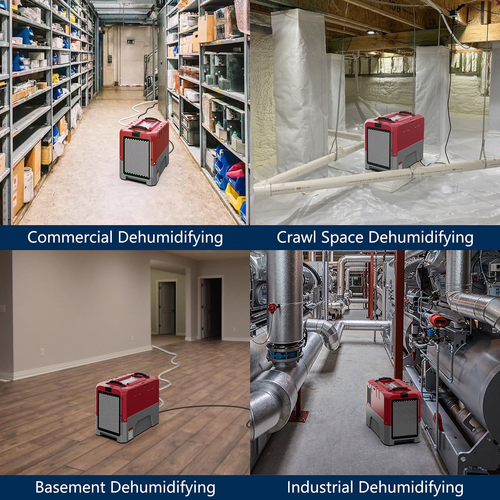 ALORAIR LGR Commercial dehumidifiers with Pump Drain Hose, 180 Pint Large Capacity Crawl Space Dehumidifier for Water Damage Restoration, Basements Warehouse & Job Sites,Up to 2,300 Sq.Ft