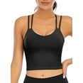 thumbnail image 6 of FANNYC Women Padded Sports Bra Fitness Workout Running Shirts Yoga Tank Top Medium Support Strappy Longline Yoga Bra Camisole With Built-In Bra, 6 of 8