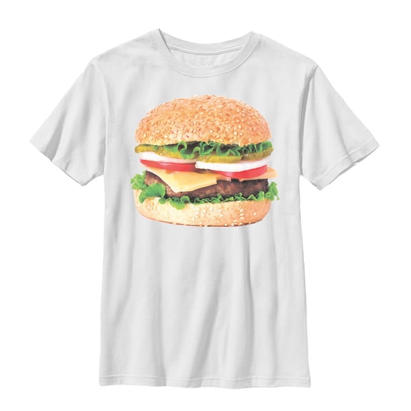 Boy's Lost Gods Cheeseburger Love  Graphic Tee White Medium