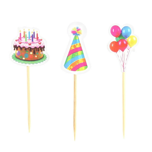 WRITWAA Cake Toppers, Assorted Colors, Lively Balloon and Hat Design for Party, 3Pcs