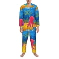 thumbnail image 3 of Lsque Submarine And Landscape Pattern Long Sleeve Pajama Set for Men - Soft 2-Piece Sleepwear and Loungewear Set with Pockets, Comfy Nightwear-Medium, 3 of 7