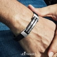 thumbnail image 2 of 555Jewelry Black Soft Rubber CZ Cuff Stainless Steel Bracelet for Men, Black, 8.25 Inch, 2 of 3