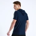 thumbnail image 2 of Jinda Men's Soft Workout Shirt Quick Dry Fit Slim Hoodie Short Sleeve Gym Top Lightweight Summer Cool Hooded Tshirt Royal Blue Small, 2 of 4