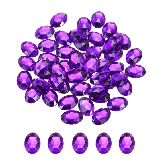 50Pcs Acrylic Oval Gems 13x18 mm Flat Back Artificial Rhinestones for DIY Crafts Bead Wedding Party Purple