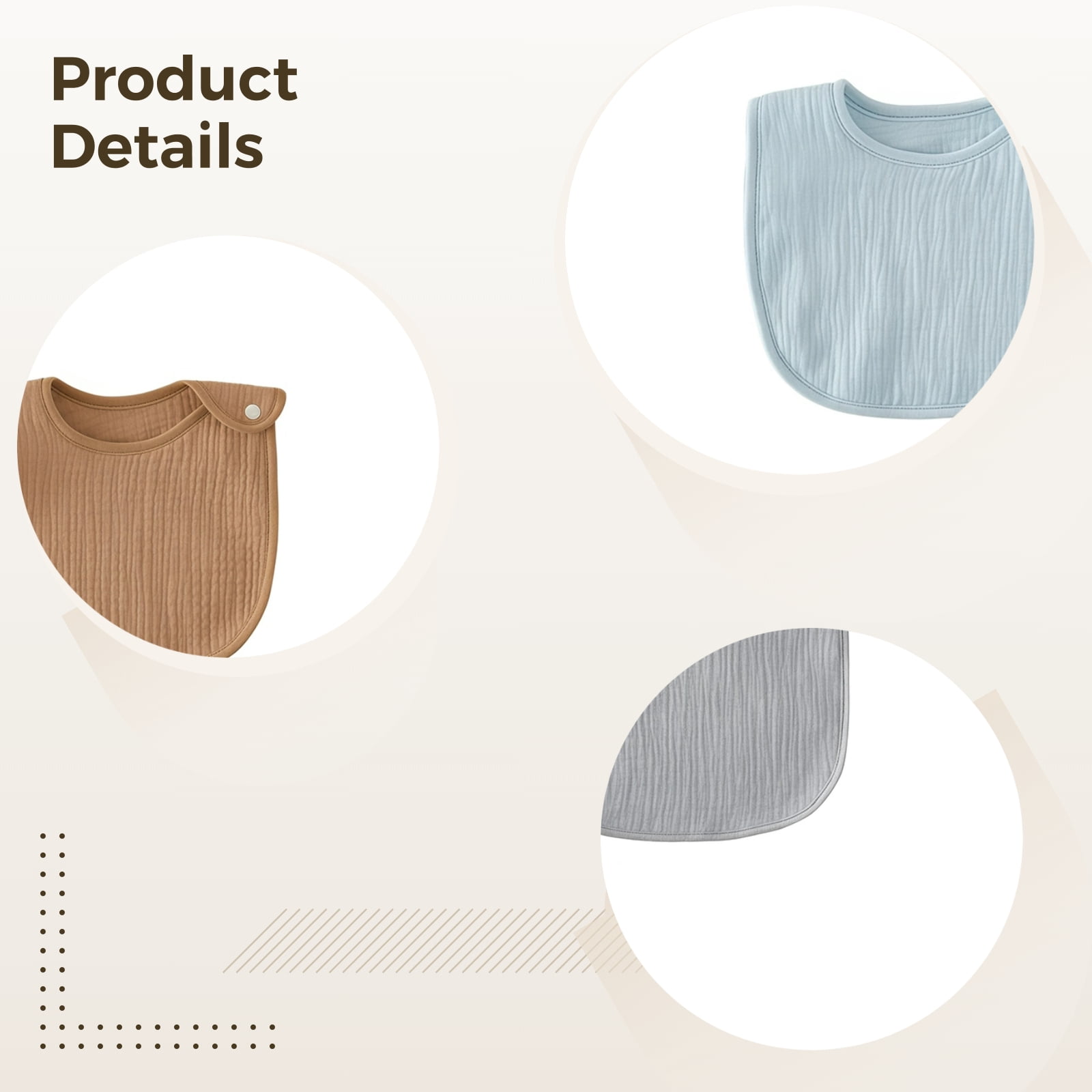 5 Pcs Waterproof Kid & Adult Bibs, Soft Cotton Bandana Bibs for Both Men and Women, Adjustable Snap Closure, Stylish and Comfortable, Size for Maximum Coverage