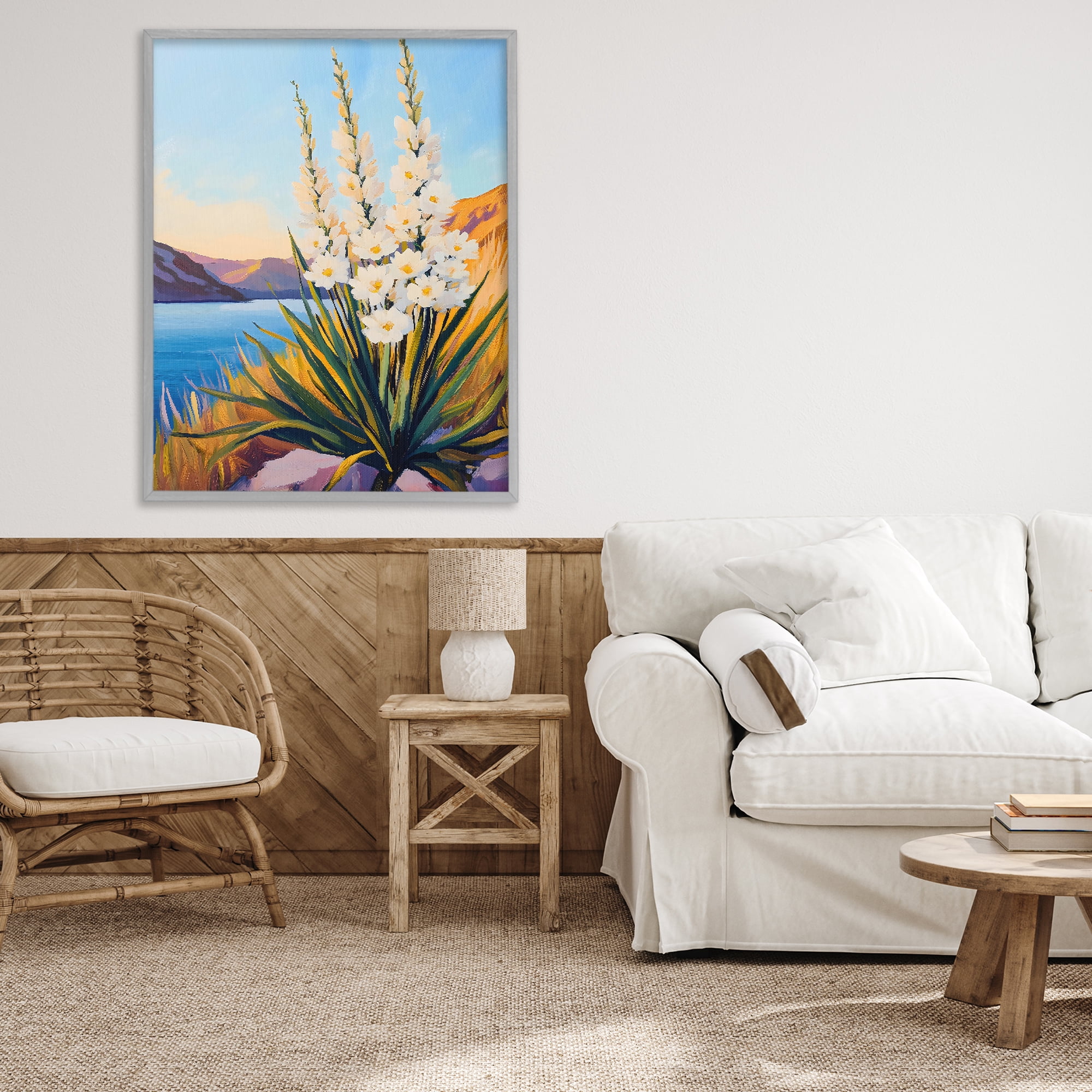Stupell Industries Yucca in Bloom By The Lake Gray Framed Giclee Art, design by The Prints Vibe