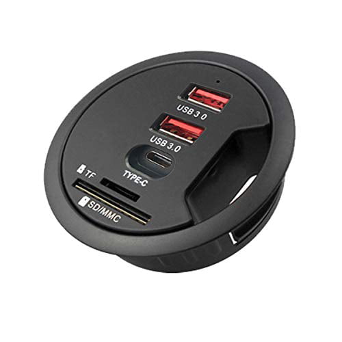 WDX 2.36' Grommet Hole in USB 3.0 Hub Port Type-A and 1 Port Type-C with SD/TF Card ?Suitable for Data Transmission Between Oculus Quest Link Cable and PC (AC
