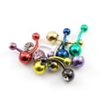 thumbnail image 3 of Navel Ring Package of 10 Anodized Titanium with two Cz Gems 14g, 3 of 4