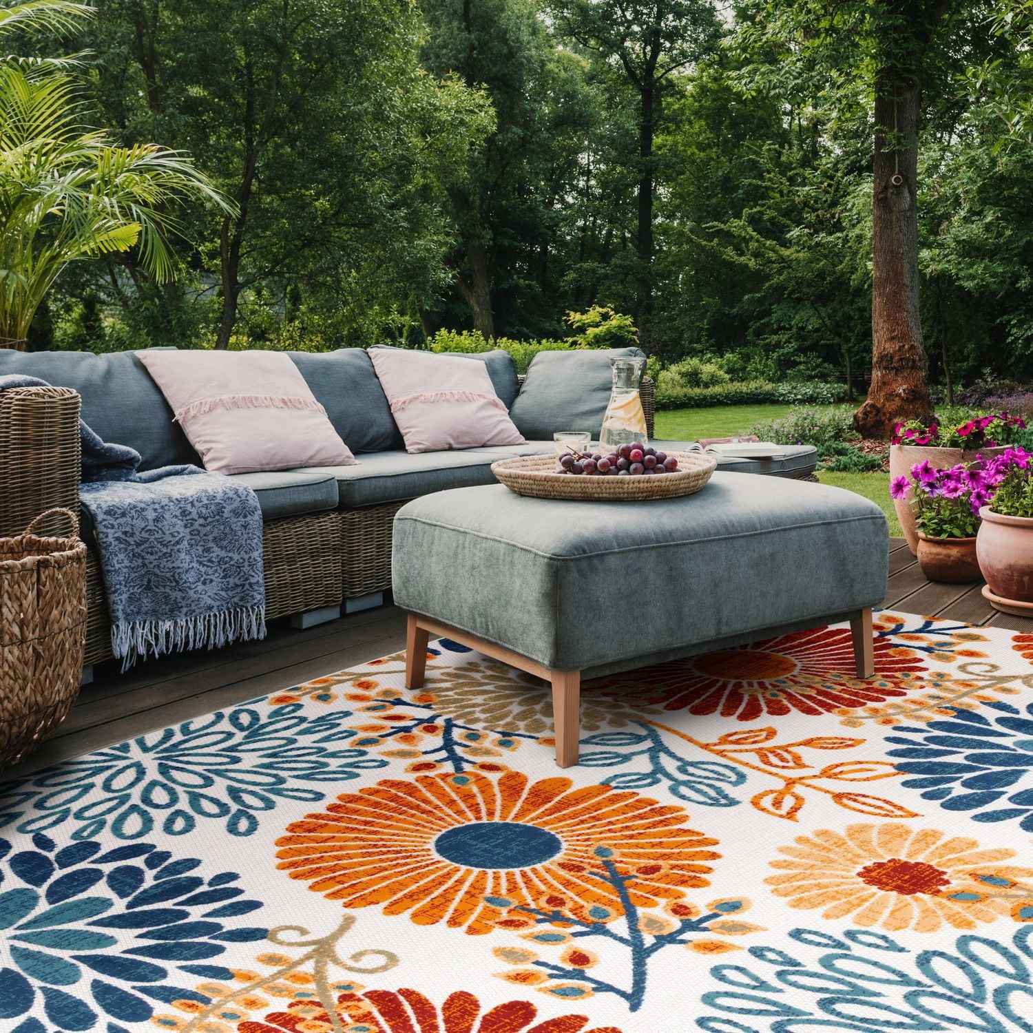 SAFAVIEH Cabana Garnet Tapis Floral Extérieur