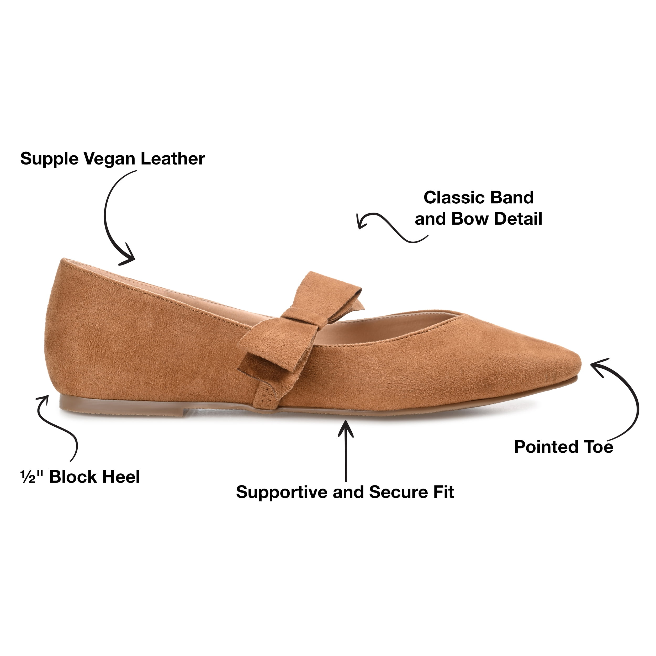Journee Womens Aizlynn Ballet Pointed Toe Slip On Dress Flats, Widths Available
