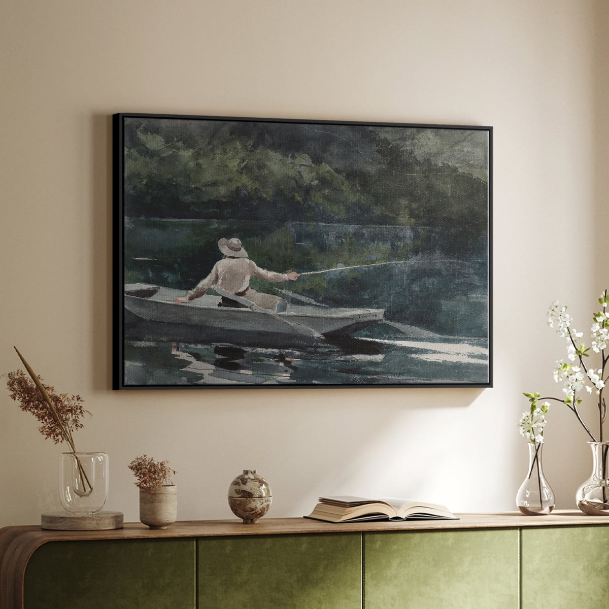 Vintage Landscape-CCCXLIX By Wexford Home Framed in Black Wood Gallery Wrapped Canvas 17 in. x 25 in.