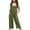 Army Green, variant on Girls Summer Sleeveless Solid Color Wide Leg Jumpsuit Casual Romper With Pockets Loose Fit Overalls Size 5 Y-6 Y
