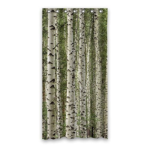HelloDecor Birch Tree Shower Curtain Polyester Fabric Bathroom