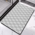 thumbnail image 3 of Elegant Checkered Bathroom Rug - Long Bath Mat, 20x32 inches, Non-Slip, Absorbs Water, Soft Microfiber, Machine Washable., 3 of 5