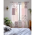 thumbnail image 3 of Boho Spring Floral Sheer Curtains 84 Inch Length 2 Panels Set for Living Room/Bedroom, Vintage Flowers Patchwork Plaid Pink Kitchen Curtains Grommet Semi-Sheer Curtains Window Treatments 52"x84"x2, 3 of 7