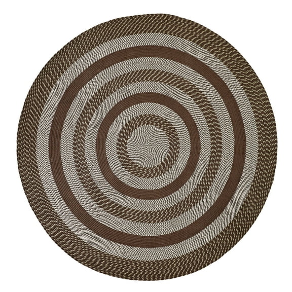 Better Trends Round Braided Rug, 72" Diameter, Reversible Indoor Area Rug for Living Room, Bedroom, Stain-Resistant 100% Polypropylene, Newport Collection – Brown