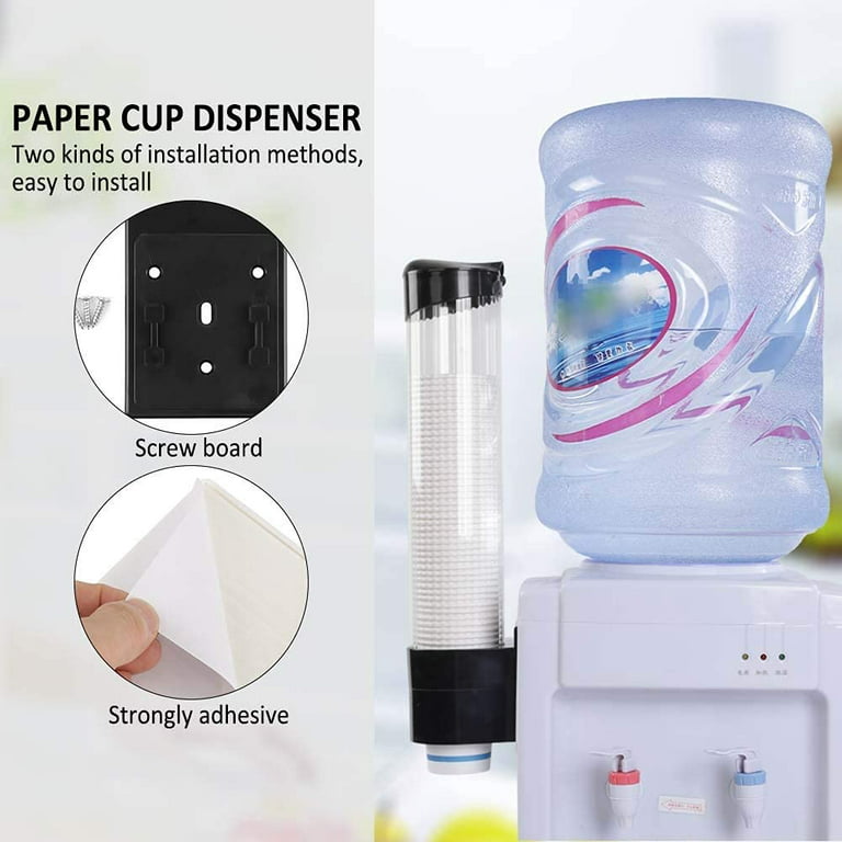 Lishuaiier Cup Dispenser Wall Mounted Plastic Water Dispenser Disposable Cup Holder Rack, Paste Plate Mountable for Paper Cups Party Supplies - Black, Men's
