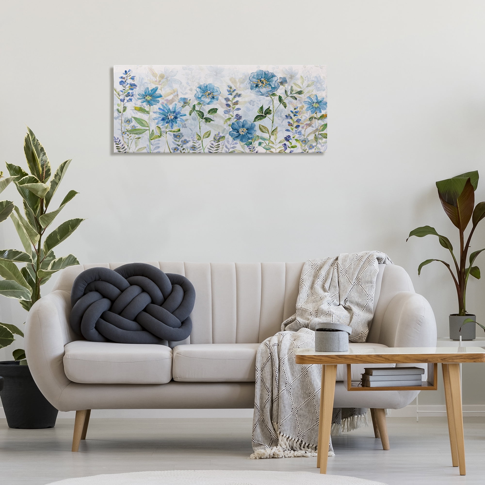 Stupell Industries Wild Blue Poppies Botanical & Floral Painting Gallery Wrapped Canvas Art Print Wall Art, 40 x 17