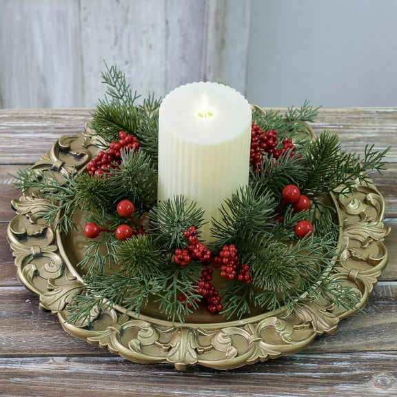 Christmas Centerpiece Red Berry Candle Ring Garland For Kitchen Cabinet Decor Christmas Ornaments Holiday Decor