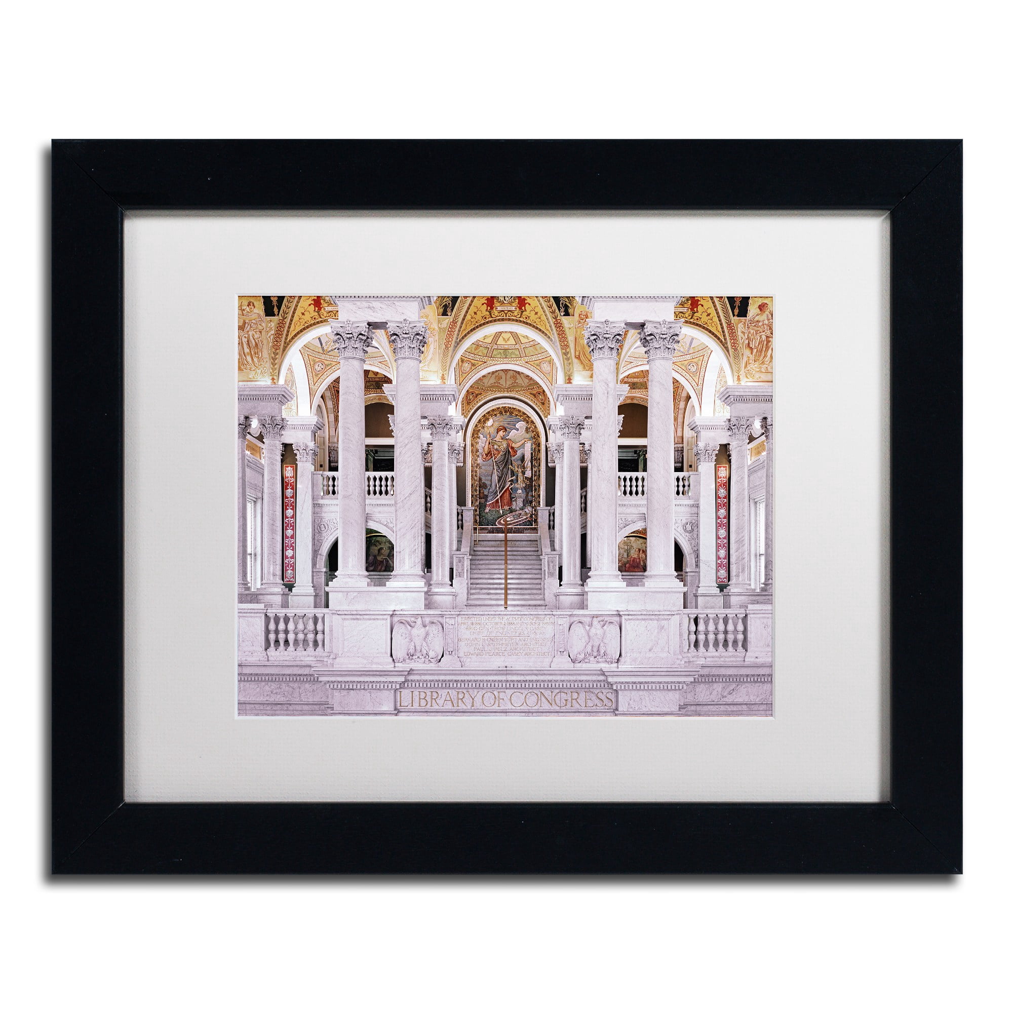 Trademark Fine Art "Library of Congress" Canvas Art by Gregory O'Hanlon, White Matte, Black Frame