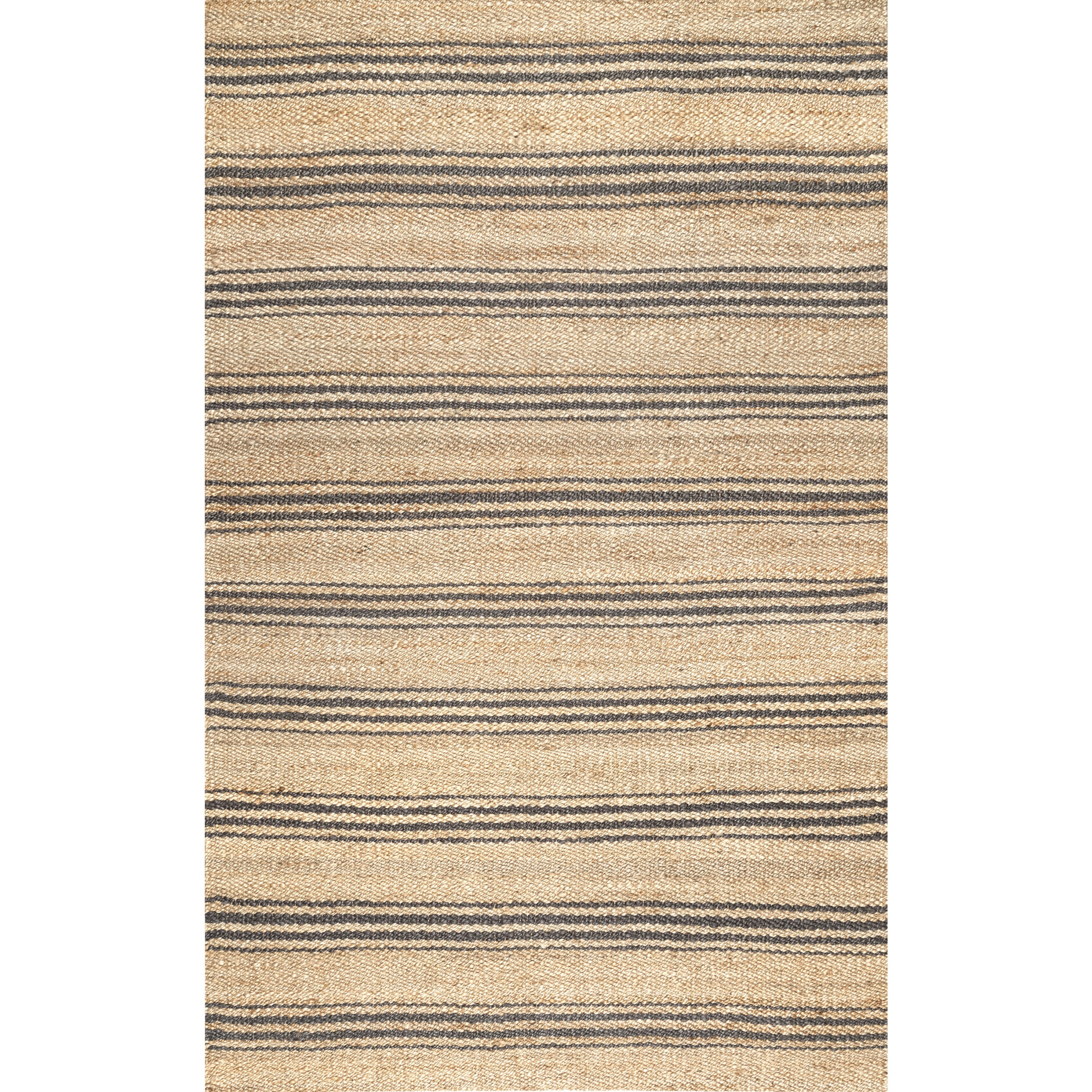 Sycamore Striped Jute Area Rug, 6' x 9', Sandy Natural