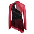 thumbnail image 3 of TSSOE Children Girls Figure Ice Skating Dress Gymnastics Lyrical Dance Latin Jazz Competitions Outfit Dancewear Burgundy 6, 3 of 6