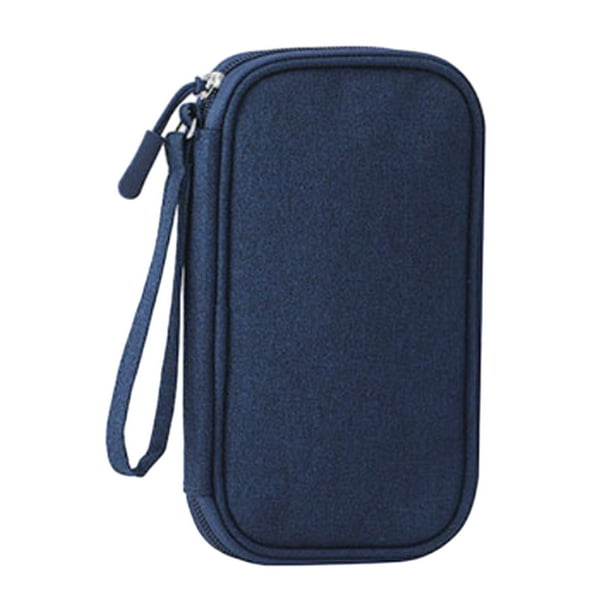 Moyic Bolsa de almacenamiento portátil y ligera de tela para viajar con asa para productos digitales para facilitar su transporte Almacenamiento y organización del hogar Azul marino