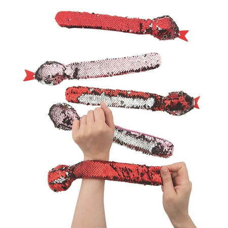 Valentine Flipping Sequin Slap Snakes - Jewelry - 12 Pieces