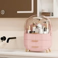thumbnail image 4 of Makeup Organizer for Vanity Cosmetics Skincare Organizers with Lid and Drawers Display Cases for Countertop (Pink), 4 of 10