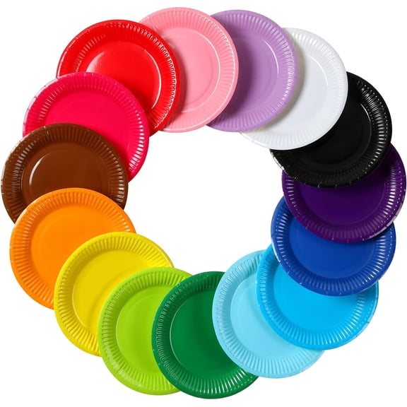 315 Pcs Colorful Paper Plates 7 Inch Disposable Party Plates for Dessert Cake Birthday Party Supplies(Classic Colors)