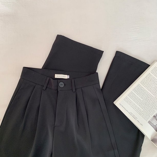 Primavera Y Otoño De Piernas Anchas De Cintura Alta Suelta casual Recta Pierna Traje Pantalonespangjing