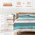 thumbnail image 6 of 3 Piece Turquoise Teal Duvet Cover Set Queen Size, Microfiber Comforter/Quilt Cover with Corner Ties and 2 Pillowcases, Farmhouse Retro Ombre Wooden Grain All Season Soft Bedding with Zipper Closure, 6 of 8
