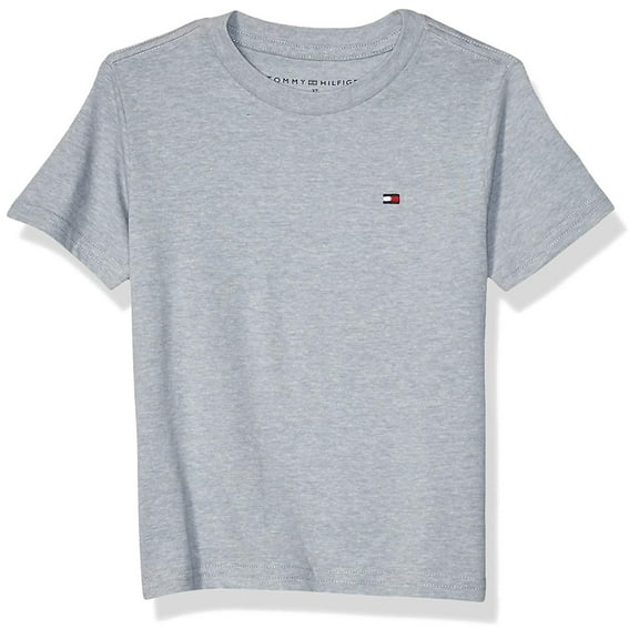 Tommy Hilfiger GREY HEATHER Boys' Short Sleeve T-shirt, US Medium (12-14)