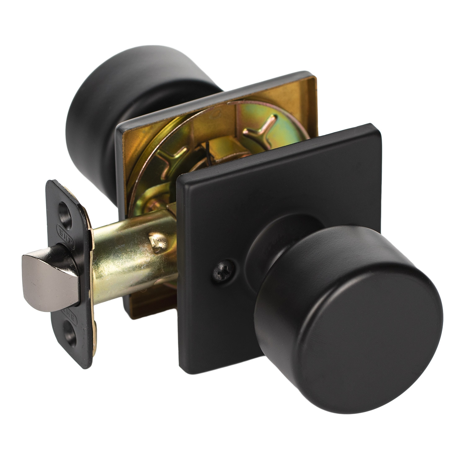 Burton Harbor Value 3-Pack Modern Designer Flat Hall/Closet Passage Door Knob with Square Rose in Matte Black - image 2 of 3